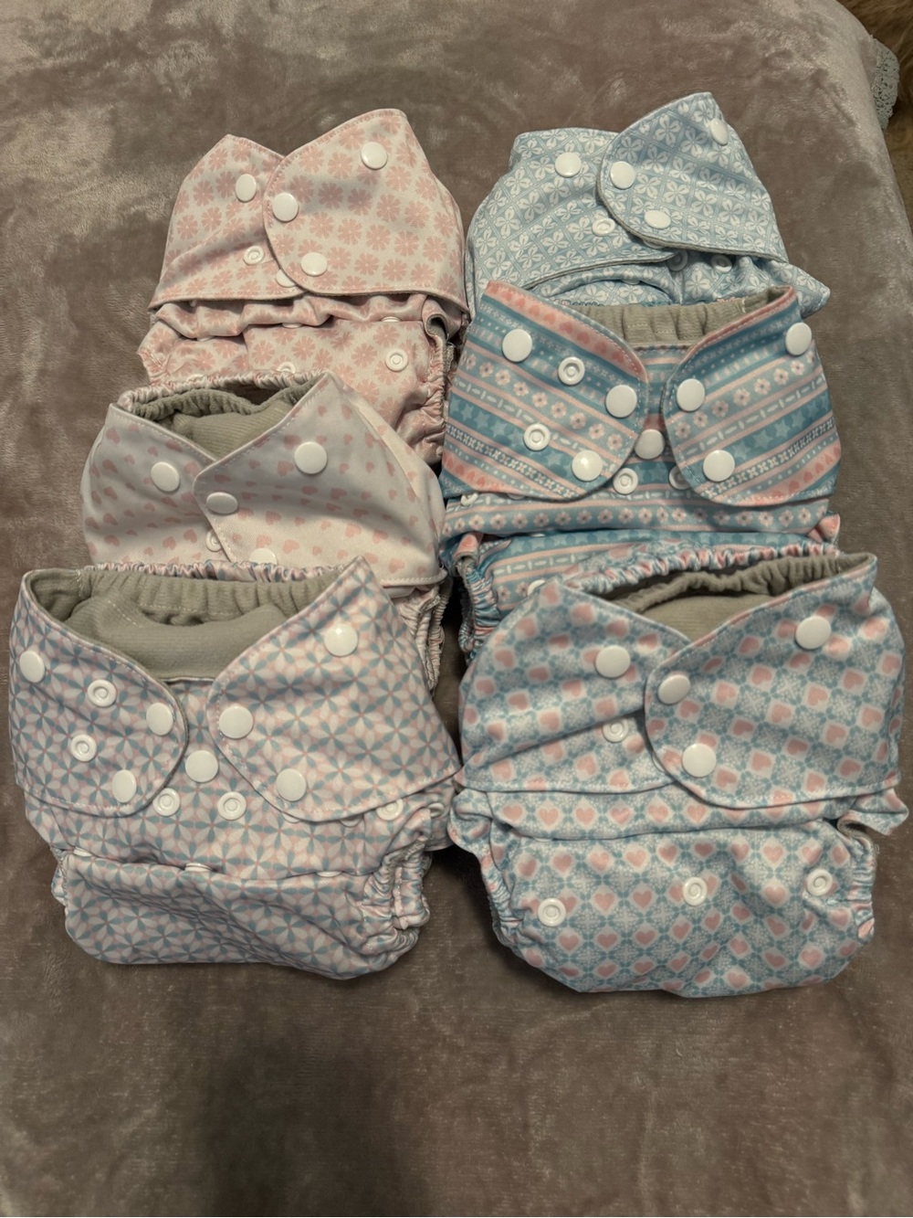 6 Simple Being Reusable Cloth Diaper Set in Pastel Pink & Blue with Inserts